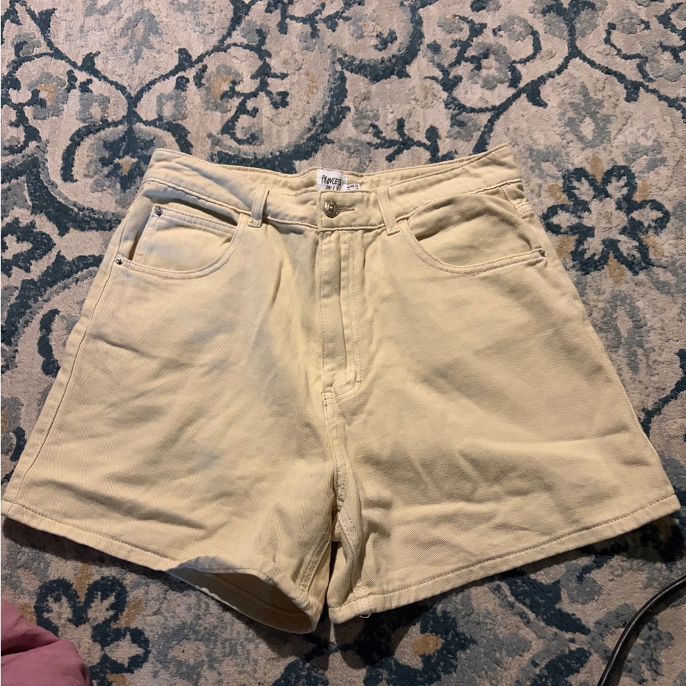 Princess Polly Cream Jean Shorts